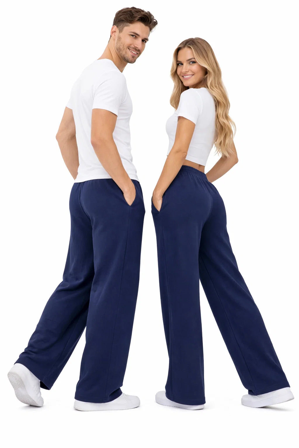 Younglay Branded Wide-Leg Fleece Trouser - Blue UT-27