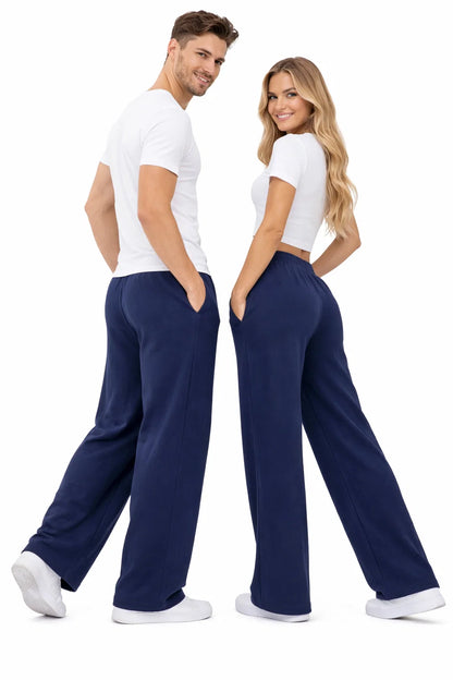 Younglay Branded Wide-Leg Fleece Trouser - Blue UT-27