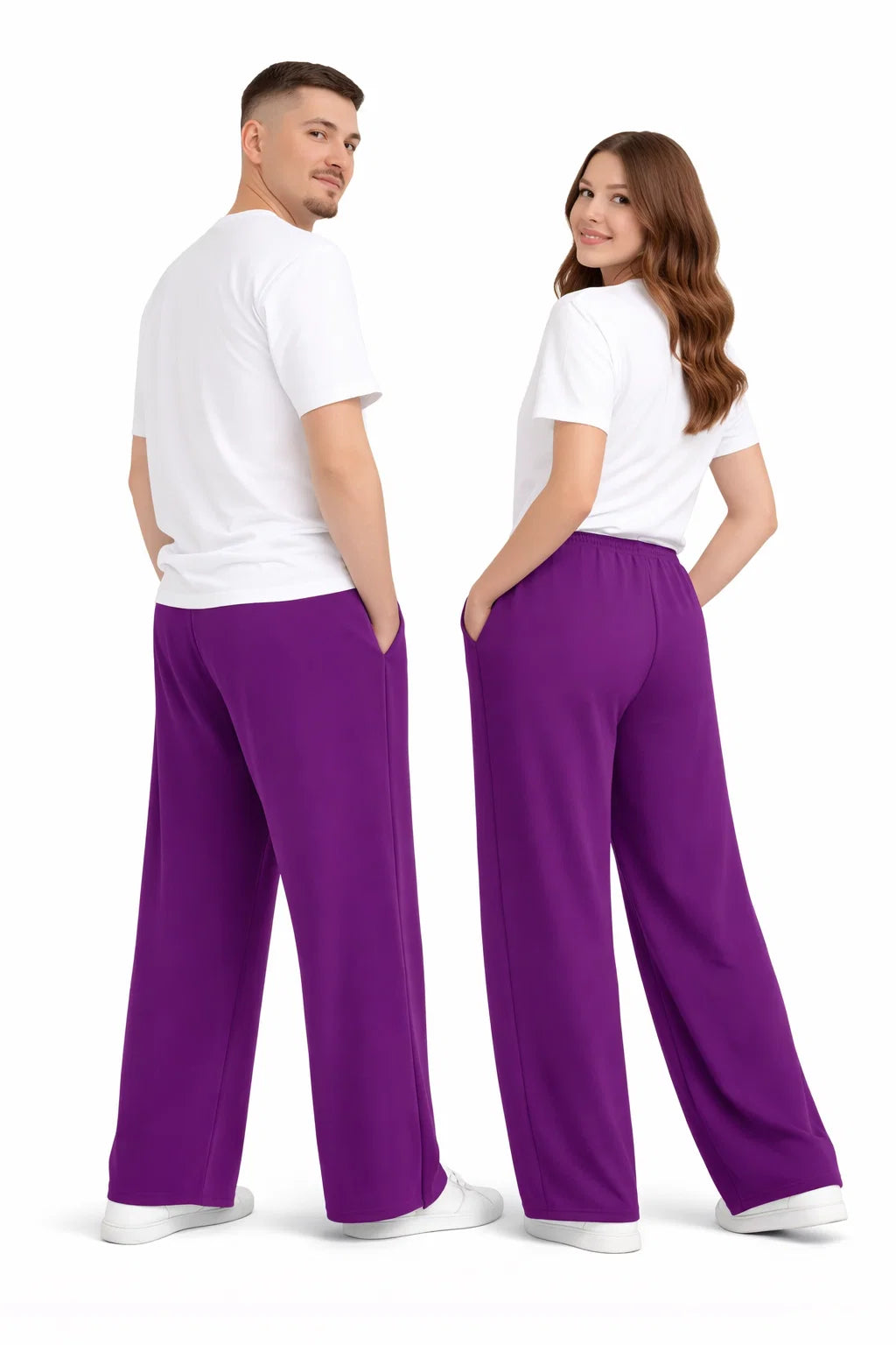 Younglay Branded Wide-Leg Fleece Trouser - Purple UT-26