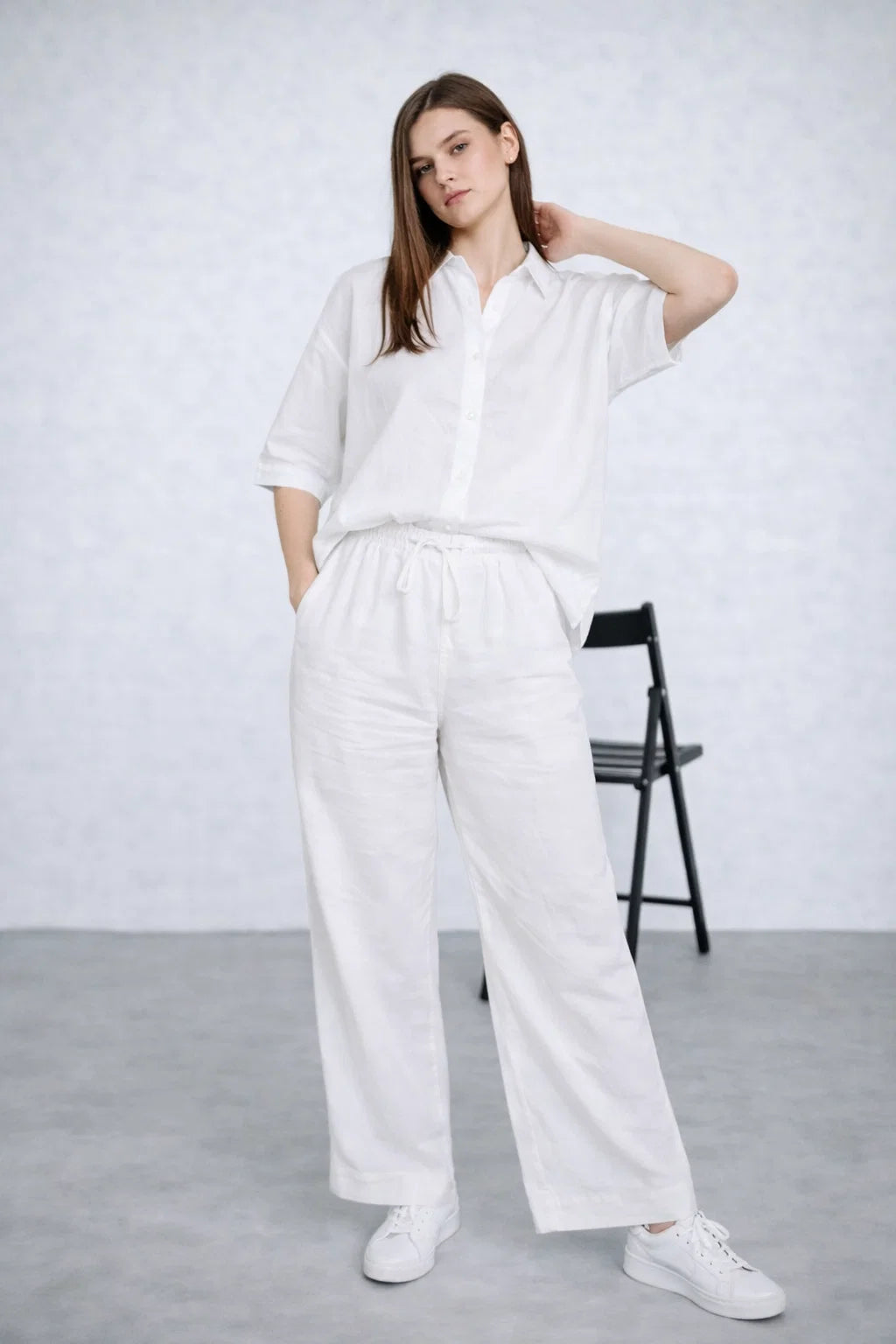 Spark Branded Women’s Premium Co-ord Set – White WCS-34