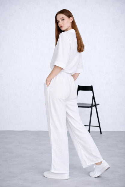 Spark Branded Women’s Premium Co-ord Set – White WCS-34