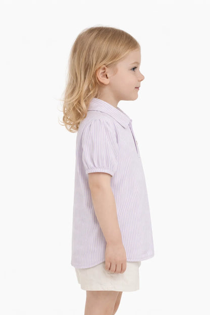 Spark Branded Girls Pinstripe Cotton Shirt – Lavender GF-06