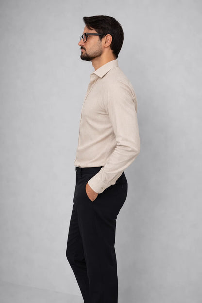 Branded Mens Formal Shirt-Beige MFS-55