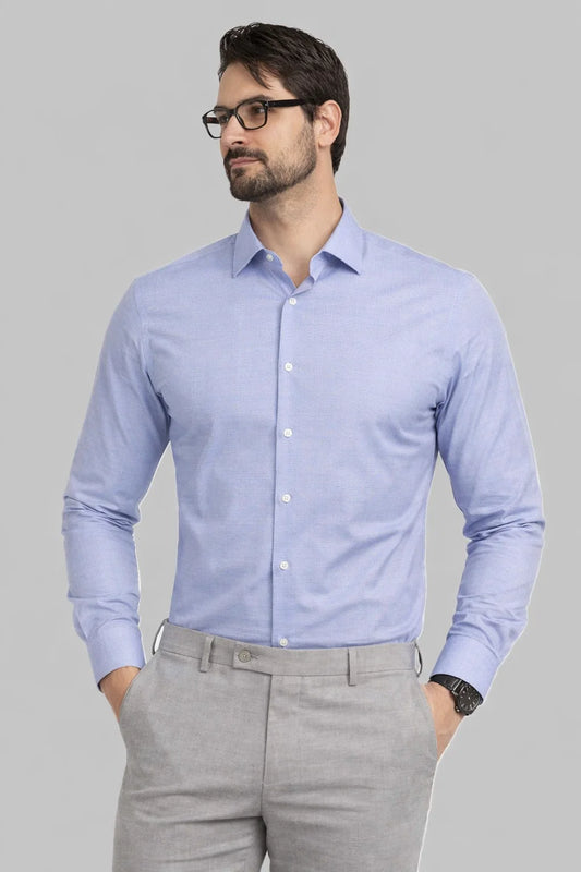 Calvy Klien Branded Men’s Sky Blue Micro Check Shirt MFS-17