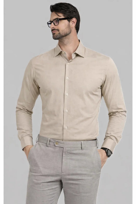 Zelig Branded Men’s Classic Beige Cotton Formal Shirt MFS-19