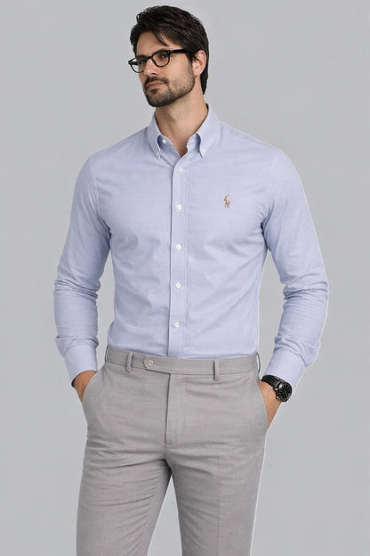 Ralp Laren Branded  Men’s Light Blue Slim Fit Cotton Oxford Shirt MFS-20