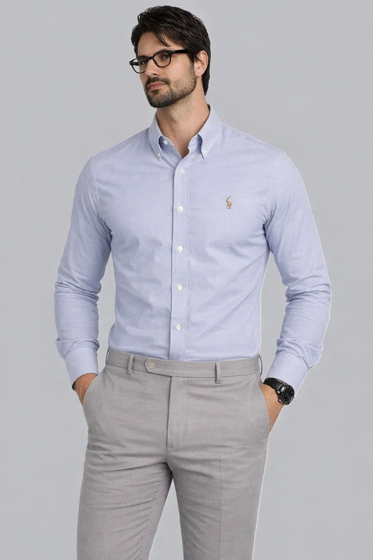 Ralp Laren Branded  Men’s Light Blue Slim Fit Cotton Oxford Shirt MFS-20