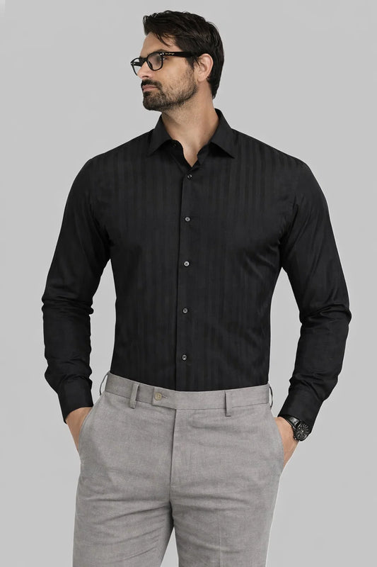 Branded Mens Semi-Formal Shirt-Black MFS-56