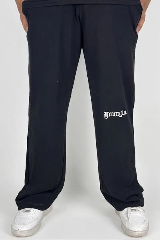 Younglay Branded Unisex Wide-Leg Trouser - Jet Black UT-34