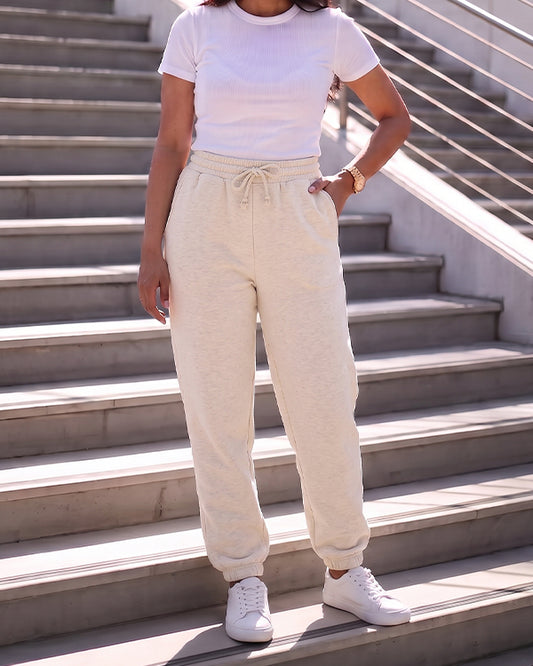 Alos Branded Women’s Thick Fleece Trouser – Cream WTR-11