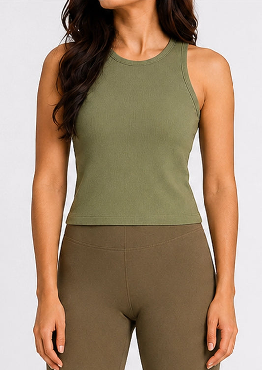 BOOH Branded Women’s Ribbed Tank Top – Sage Green WTT-06